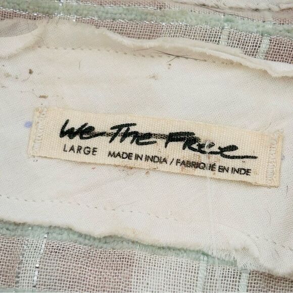 Free People we the free Lela green Plaid Buttondown Metallic Tunic size large - Picture 8 of 8